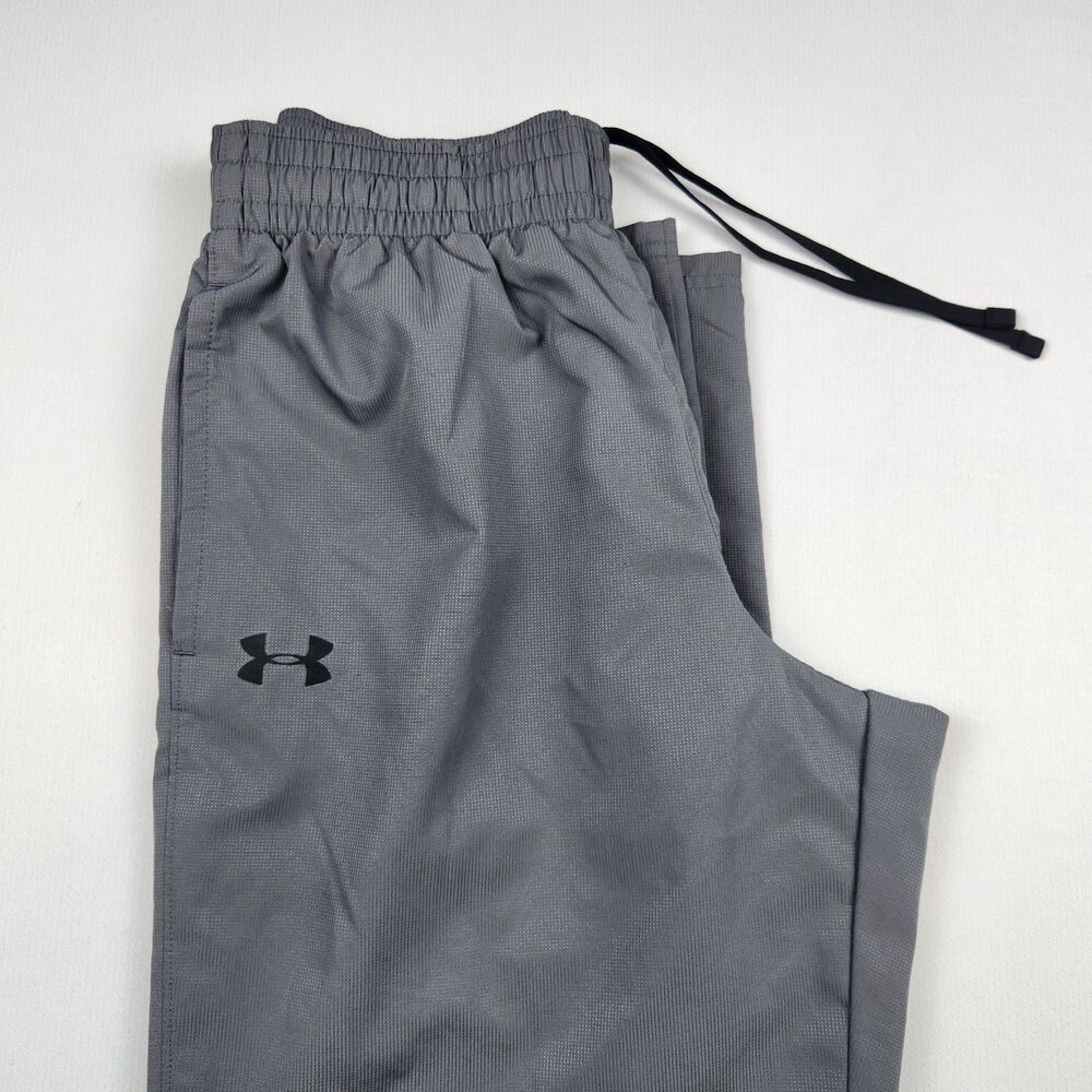 Under Armour Athletic Pants Mens Medium Gray HeatGear Loose Fit Zippered Cuffs
